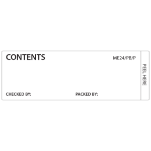 CONTENTS LABEL - 105 x 36, PAPER, Piggy back, Black print on White Label, 500/roll