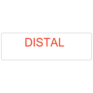 Distal - 40 x 12, PAPER, Red print on White Label. 800 per roll