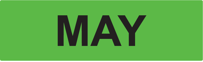 MAY- 40 x 12, PAPER, Black print on Fluoro Green Label, 800 per roll