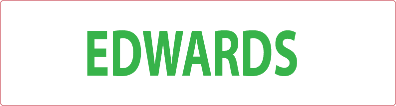 EDWARDS - GREEN PRINT ON WHITE, 70 X 20MM, 1000/ROLL