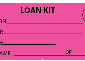LOAN KIT - 110 x 50, Black print on Pink Tag, 100 per pack with ties