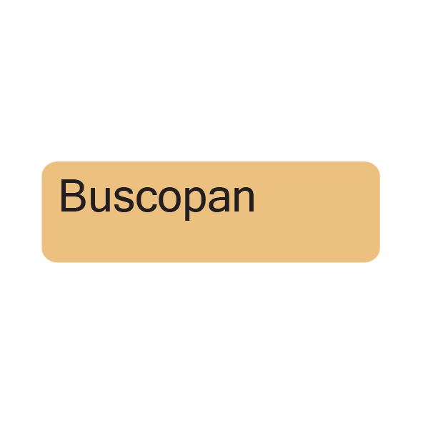 Buscopan, 40 x 12, PAPER, Black print on Salmon Label, 800 per roll