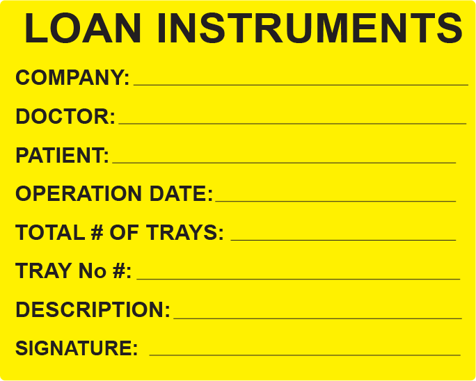 LOAN INSTRUMENTS - 100 x 80, PAPER, Black Print on Fluoro Yellow Label, 400 per roll