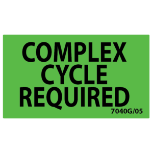 COMPLEX CYCLE REQUIRED - Black print on Fluoro Green label, 70 x 40mm, 500 per roll