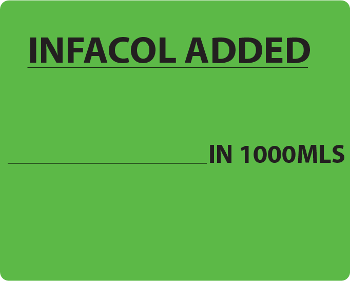 INFACOL ADDED - PAPER, 100 x 80, Black print on Fluoro Green Label, 400 per roll