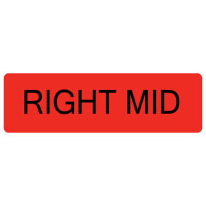 RIGHT MID -  40 x 12, PAPER, Black on Fluoro Red Label, 800 per roll