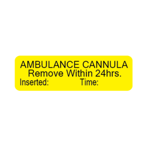 AMBULANCE CANNULA - 40 x 12, PAPER, Black print on Yellow Label, 800 per roll