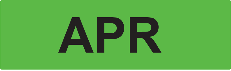 APR- 40 x 12, PAPER, Black print on Fluoro Green Label, 800 per roll