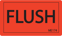 FLUSH - 70 x 40 Black on Fluoro Red, 500 per roll