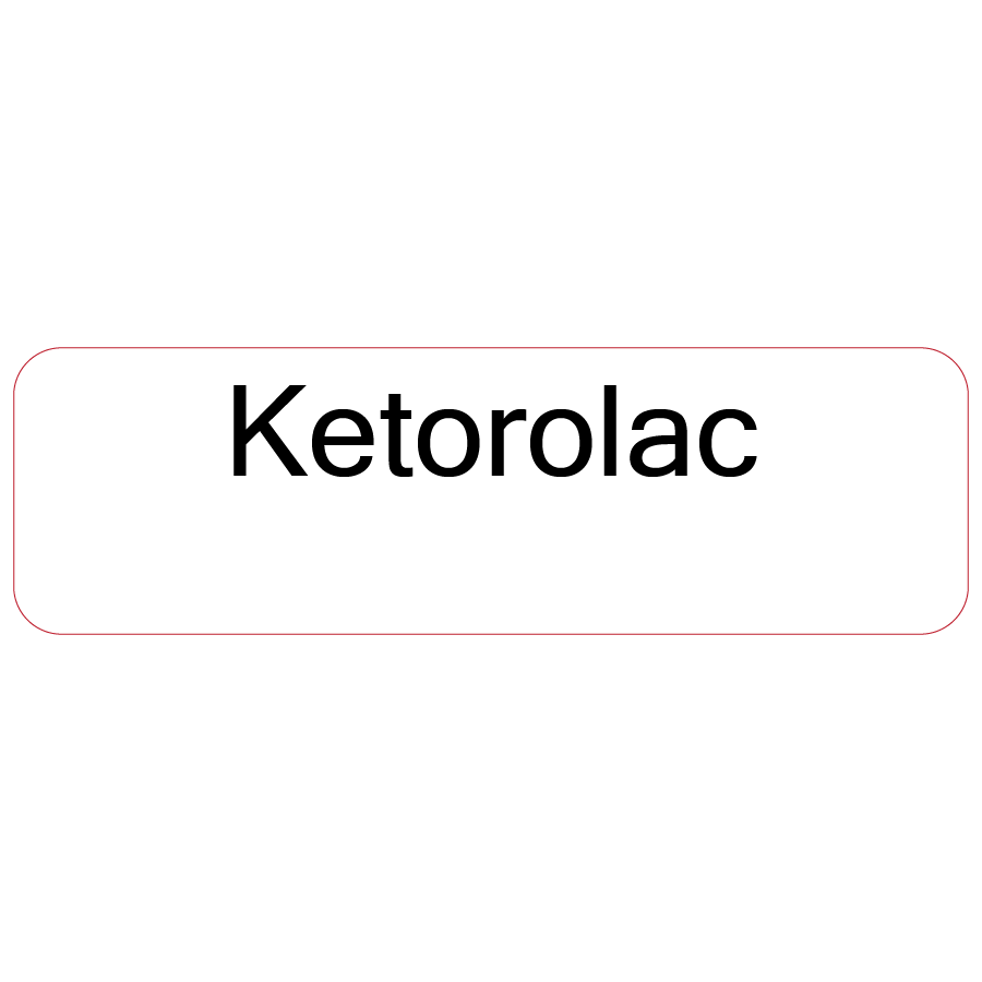 Ketorolac - 40 x 12, PAPER, Black print on White Label, 800 per roll