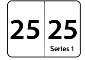 25 25 Series 1 - 27mm x 36mm Black Print on White Label, 400 per roll