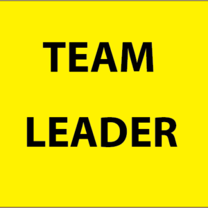 Emergency staff tag "TEAM LEADER" - Yellow label Black print, 60mm x 100mm, 125 per roll