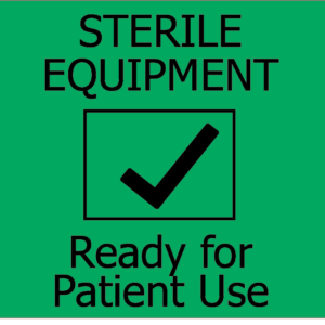 Sterile Equipment Ready for Patient Use - PAPER, 100 x 80, Black print on Fluoro Green label, 400 per roll