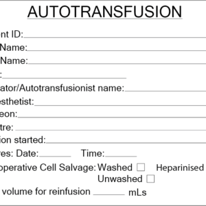 AUTOTRANSFUSION - PAPER, 100 x 80, Black Print on White Label, 400 per roll