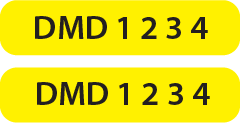DMD 1 2 3 4 , 35 x 8, PAPER, Black print on Yellow Label, 1,000 Per Roll