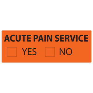 7025/FLO-03 ACUTE PAIN SERVICE 70mm x 25mm black on fluoro orange 500/rl