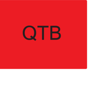 QTB - 27mm x 36mm Black on Red Label , 400/ per roll.