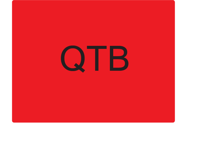 QTB - 27mm x 36mm Black on Red Label , 400/ per roll.