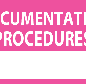DOCUMENTATION PROCEDURES - 60mm x 100mm, PAPER, Pink print on white Label, 125 per roll