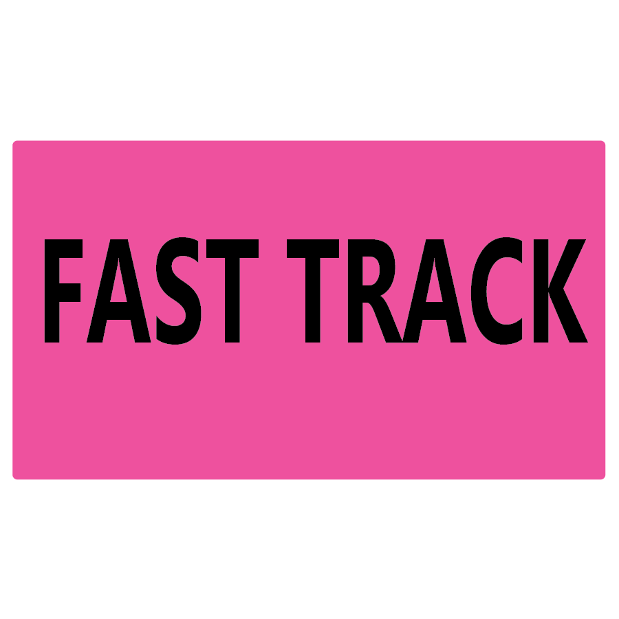 FAST TRACK - 70 x 40, PAPER, Black print on Fluoro Pink label, 500 Per Roll