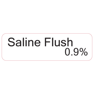 Saline Flush 0.9% - 40 x 12, PAPER, Black print on White Label, 800 per roll