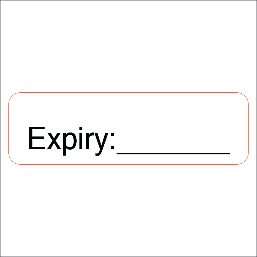 Expiry label - 40 x 12, PAPER, Black print on White Label, 800 per roll