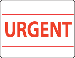 URGENT - 36 x 27 PAPER, Red print on White Label, 800 per roll