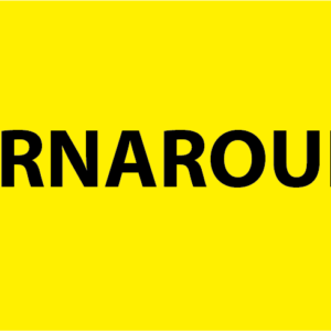 TURNAROUND - 50 x 90mm Black Print on Yellow, 100 tags per pack with ties